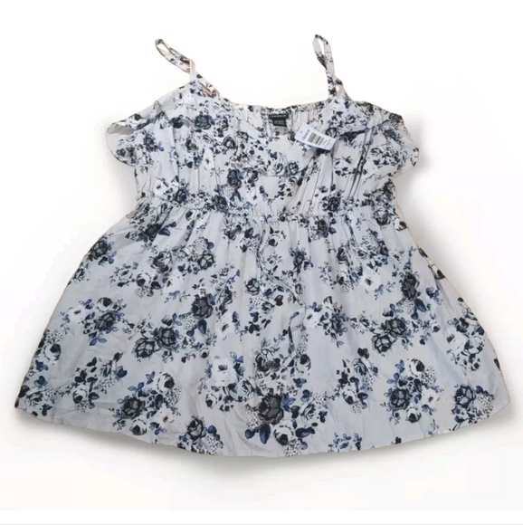 Torrid Challis Ruffle Babydoll Top Woman Plus 3X Grey Floral Y2k Boho Fairy Nwt - Picture 3 of 8